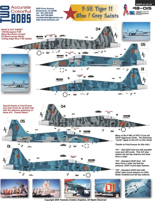 Super Detail Up USN F-5 Tiger VFC-13 Taxis NAS Fallon Fighter Model Kit Decal