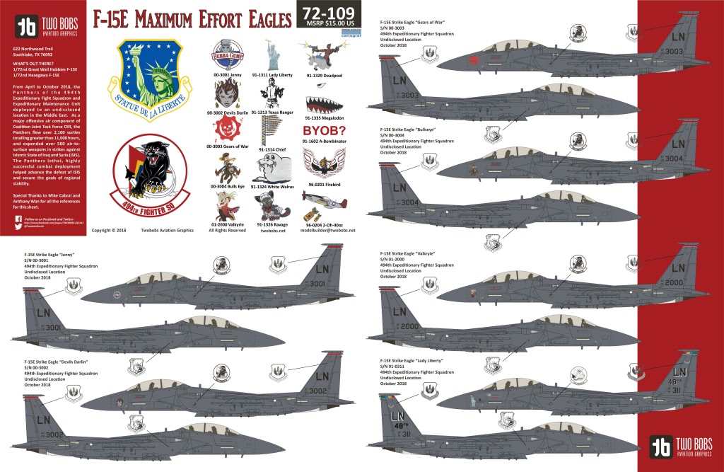 F-15E EAGLES World War Print Scale 72-030 1/72 scale Decal for airplane
